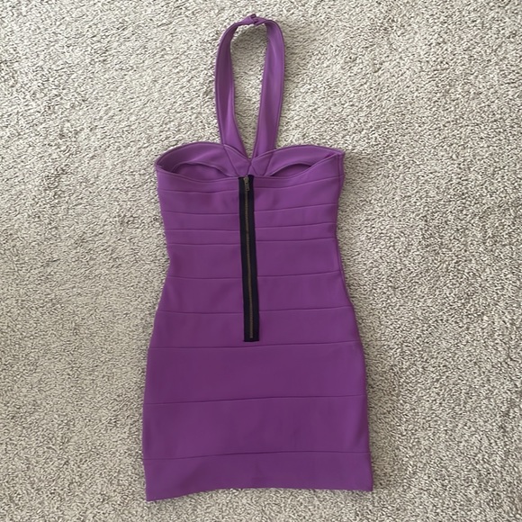Topshop Petite US Size 2 Purple Bodycon Halter Dress Exposed Back Zipper - Picture 6 of 10